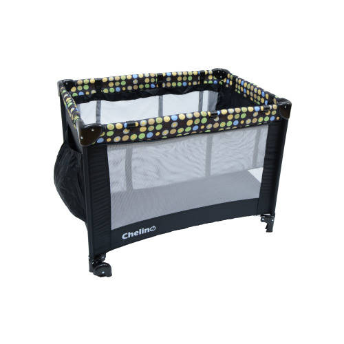 Camp Cots Chelino Lilo Baby Camp Cot Red/Grey Dots was sold for